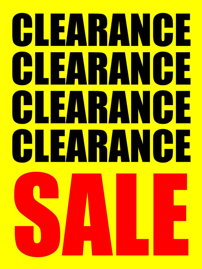 Clearance Sale Retail Floor Stand Sign yellow background with black & red lettering