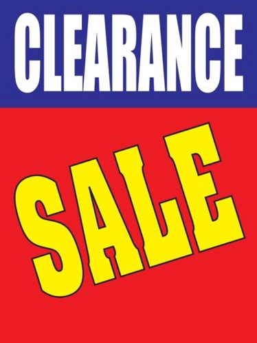 Clearance Sale Window Signs Poster-36" W x 48" H Blue