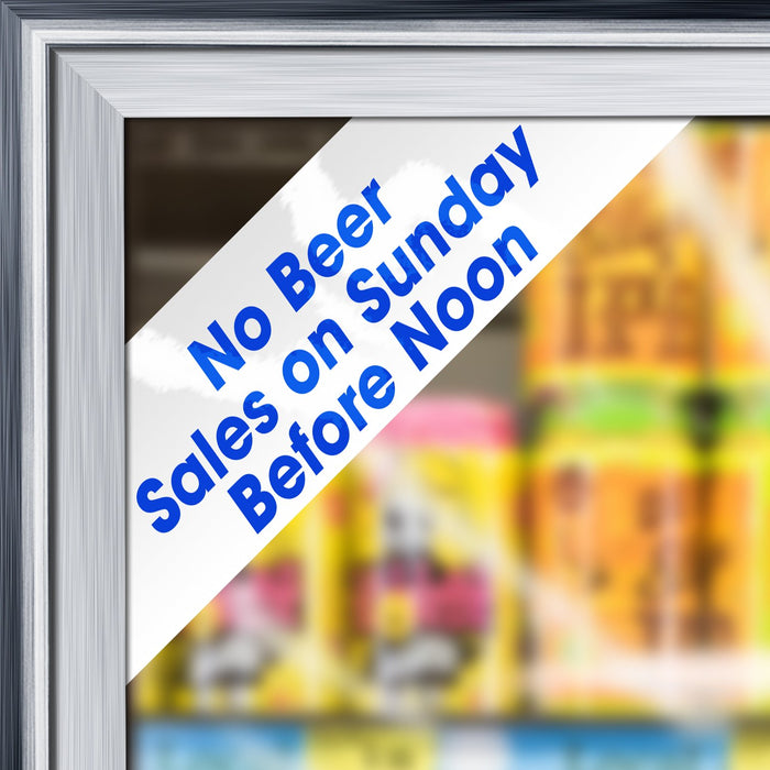 Cooler Door Decal Clings- No Beer On Sunday Before Noon