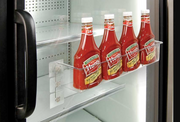 Cross Merchandising Bin/Rack for Cooler or Freezer Case Doors