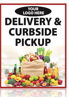 Custom Printed Delivery & Curb Side Pick Up Stanchion Floorstand Sign 22"x28"