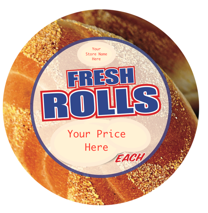 Fresh Rolls Bakery Case Price Decals Clings- 2 pieces