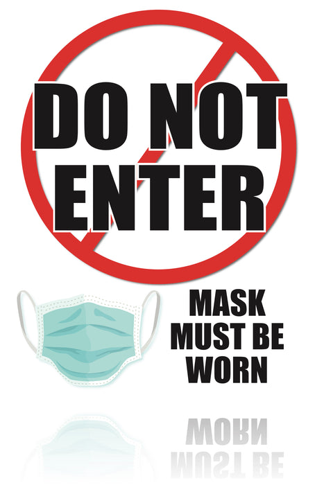 COVID-19 Do Not Enter Without Mask Stanchion Floorstand Sign 22"x28"