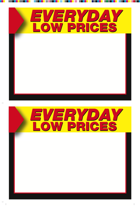 Everyday Low Price Shelf Signs-2 UP Laser Compatible 8.5"W x 11"H -200 signs