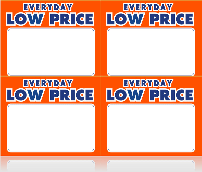 Everyday Low Price Shelf Signs-4UP Laser Compatible- VALUE PACK-4000 price cards