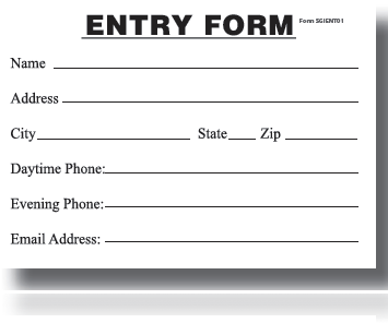 Entry Blanks Entry Form Pads-100 sheets per pad-10 pads — screengemsinc