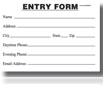 Entry Blanks Entry Form Pads-100 sheets per pad - screengemsinc