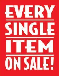 Every Item on Sale Aisle Invader Shelf Signs- 5"W x 4"H -50 pieces