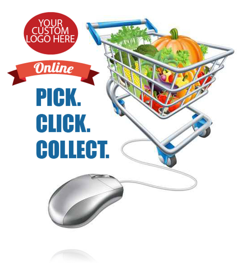 On Line Shopping for Supermarkets Easel Sign