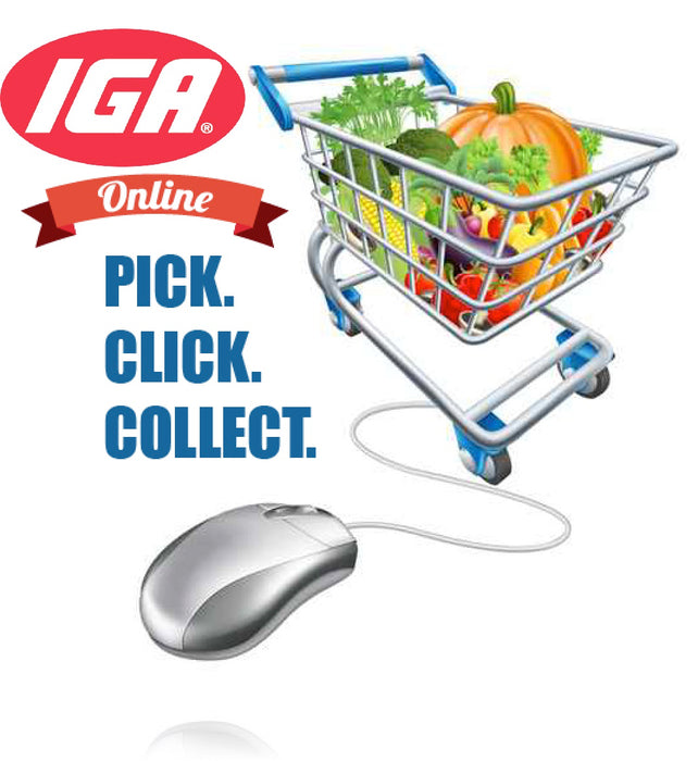 IGA On Line Shopping for Supermarkets Countertop Easel Sign