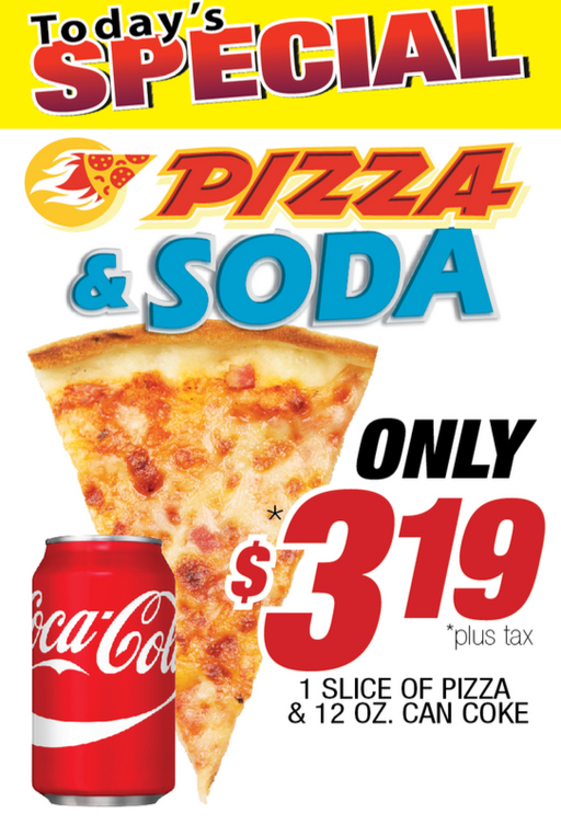 Pizza & Soda Special Countertop Easel Sign