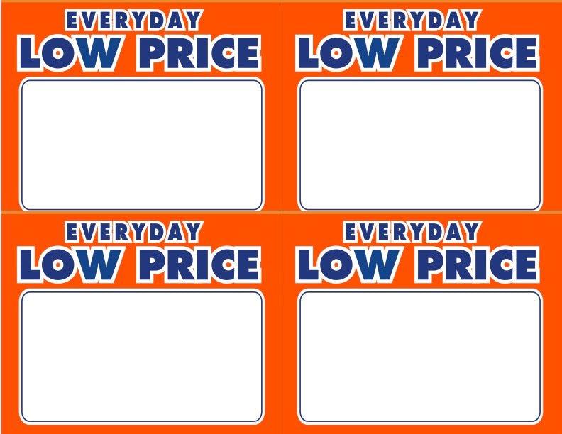 Everyday Low Price Shelf Signs-4 UP Laser Compatible-400 price cards