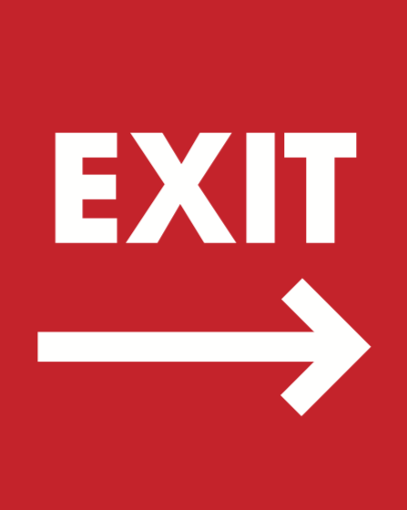 Exit With Arrows Stanchion Floor Stand Sign Set 22"x28"