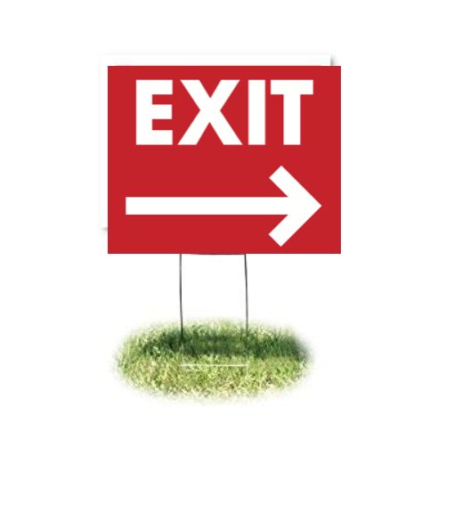 Exit Arrow Lawn Yard Signs-24"W x 18"H