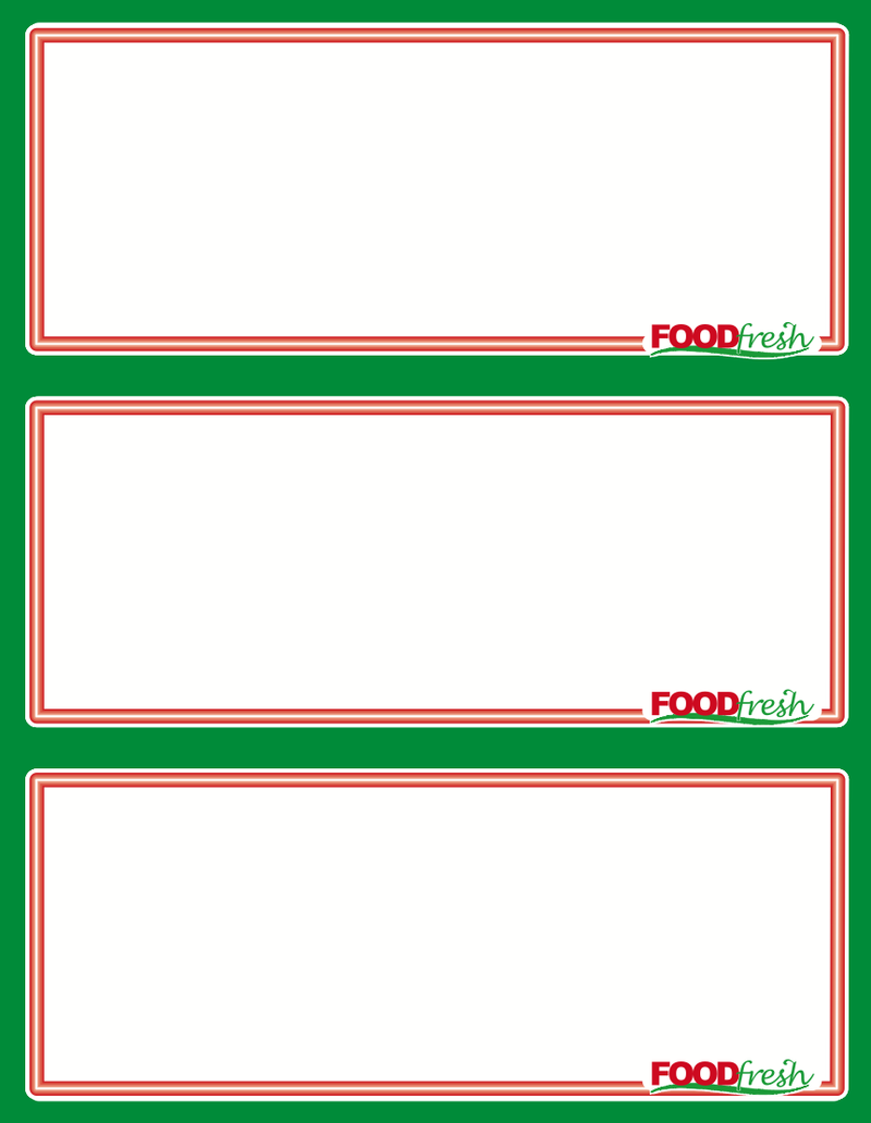 Food Fresh Green 3UP Laser Compatible Shelf Signs -300 price signs