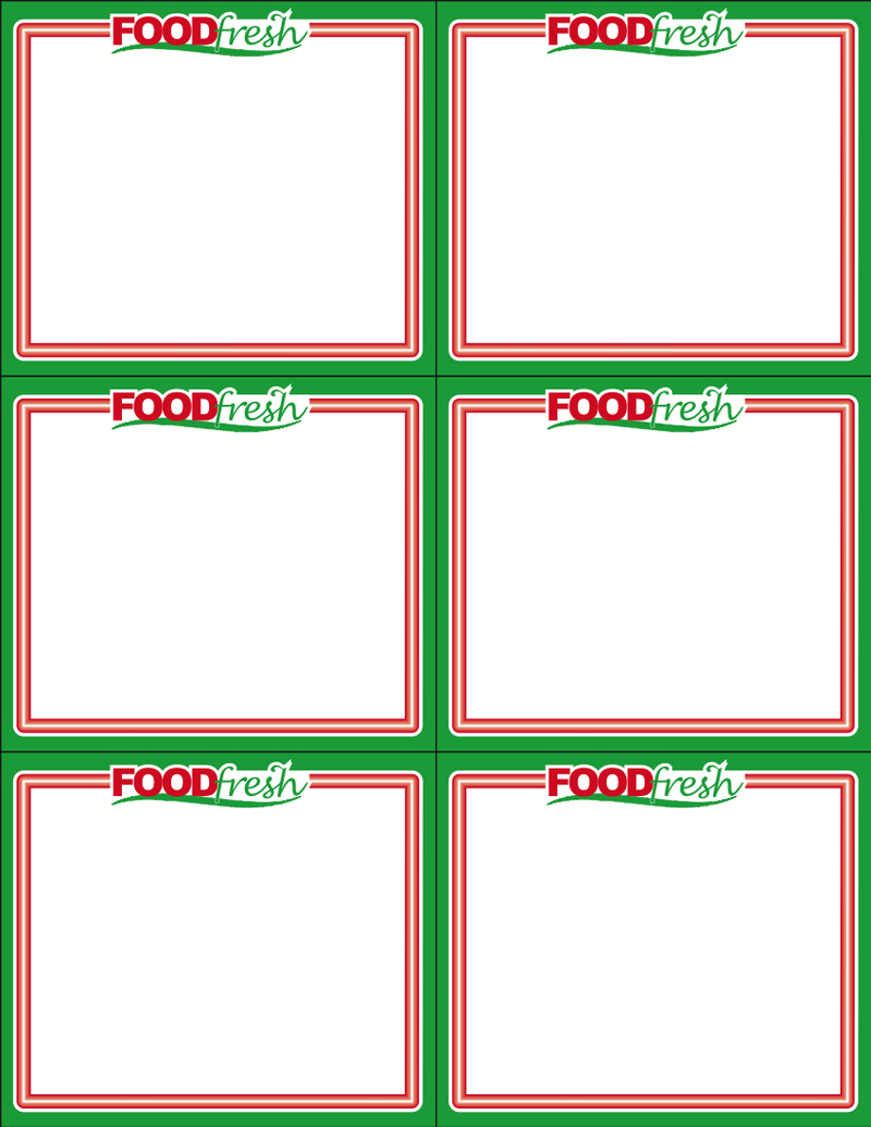 Food Fresh Green 6UP Laser Compatible Shelf Signs -600 price signs