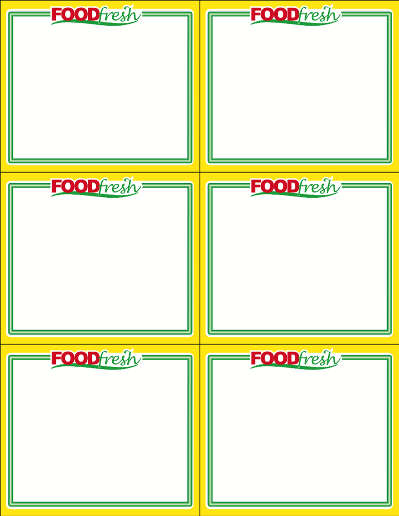 Food Fresh Yellow 6 up Laser Compatible Shelf Signs- 600 signs