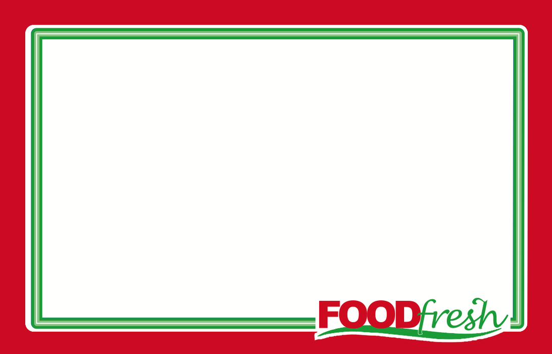 Food Fresh Red Shelf Signs Price Cards 11"W x 7"H -100 signs