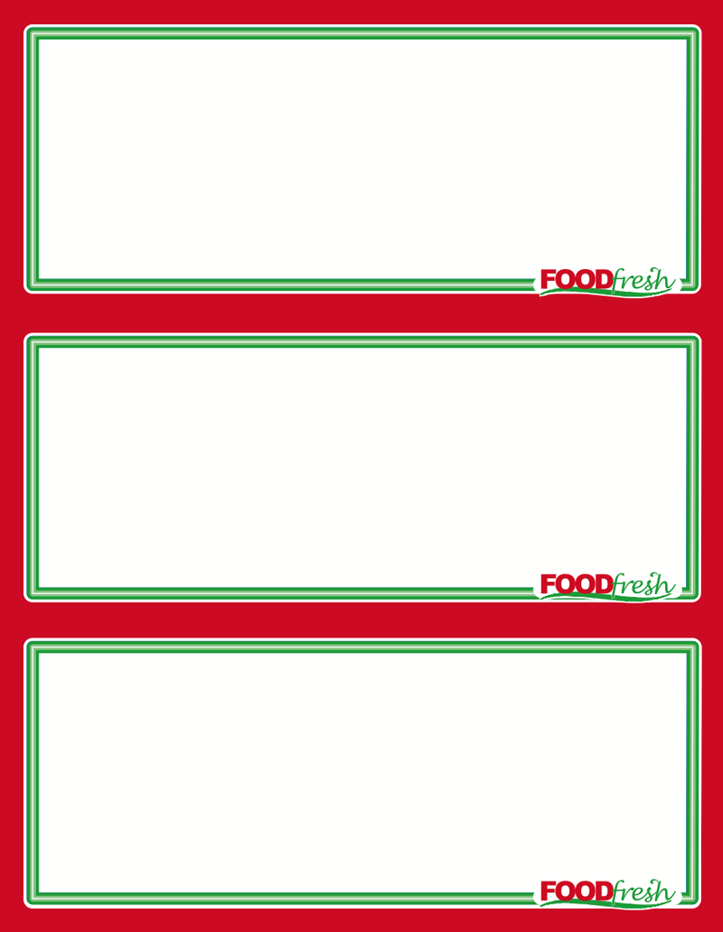 Food Fresh Red Laser Compatible Shelf Signs-300 signs