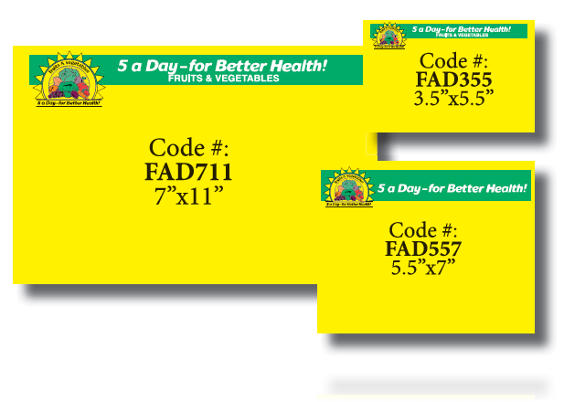 5-A-Day Produce Shelf Signs-Price Cards Yellow-5.5" W x 3.5" H-100 signs - screengemsinc
