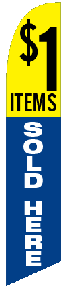 Dollar Items Sold Here Feather Flag