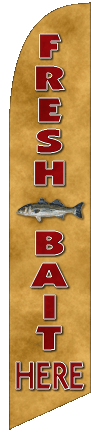 Fresh Bait Here Feather Flags