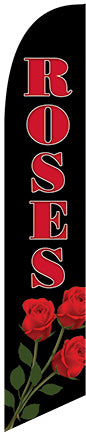 Roses Feather Flag-Black