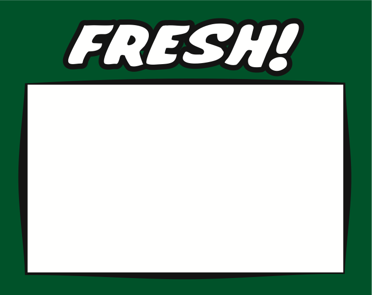 Fresh Produce Shelf Signs 5.5"W x 3.5"H -100 signs - screengemsinc