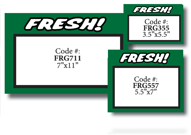 Fresh Produce Shelf Signs 5.5"W x 3.5"H -100 signs - screengemsinc