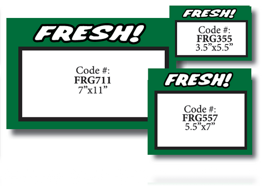 Fresh Produce Shelf Signs 11"W x 7"H -100 price cards - screengemsinc