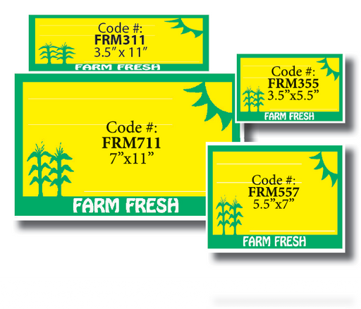 Farm Fresh Produce Shelf Signs 7"W x 5.5"H -100 price cards - screengemsinc