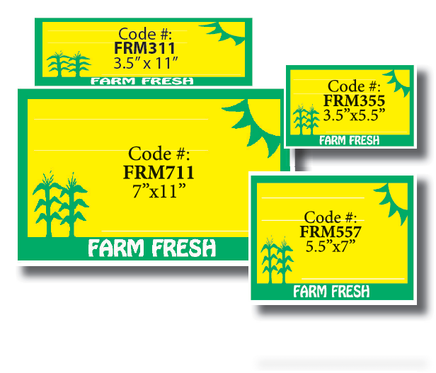 Farm Fresh Shelf Signs 11"W x 7"H -100 price cards - screengemsinc