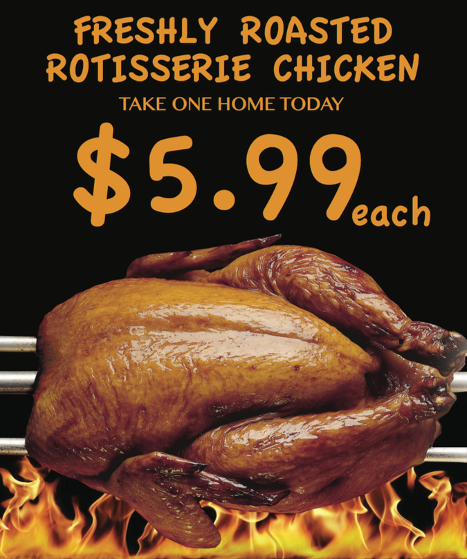 Rotisserie Chicken Floor Stand Sign-Price