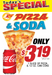 Pizza & Soda Specials Floor Stand Stanchion Sign