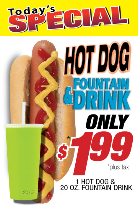Hot Dog & Soda Specials Floor Stand Stanchion Sign