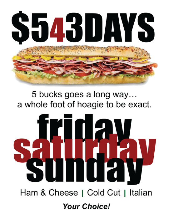 Hoagie Specials Floor Stand Stanchion Sign
