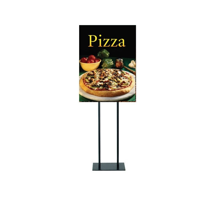 Pizza Floorstand Stanchion Sign-Black