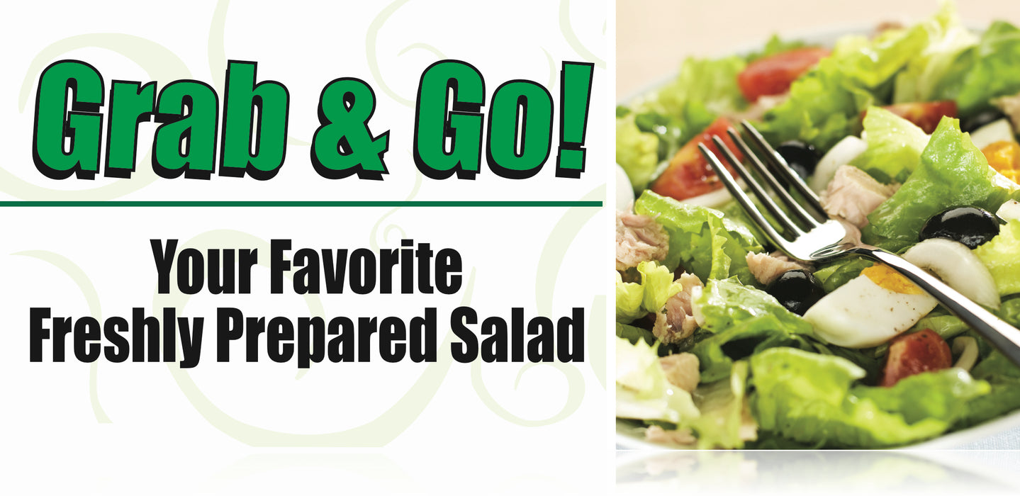 Grab and Go Salad Floor Stand Sign
