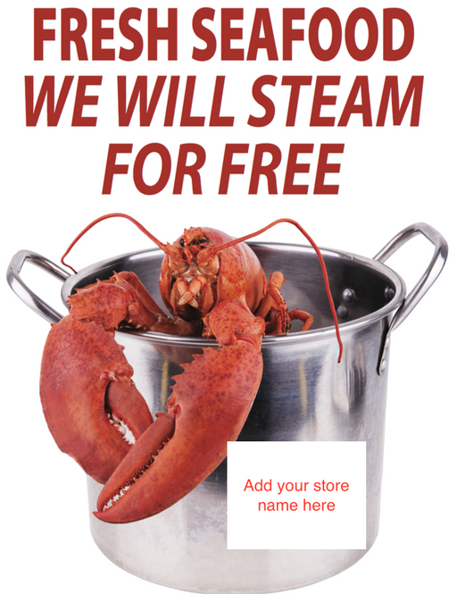 Free Seafood Steaming Floor Stand Stanchion Sign 