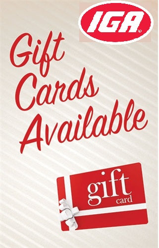 IGA Gift Cards Available Floor Stand Sign -22"W x 28"H