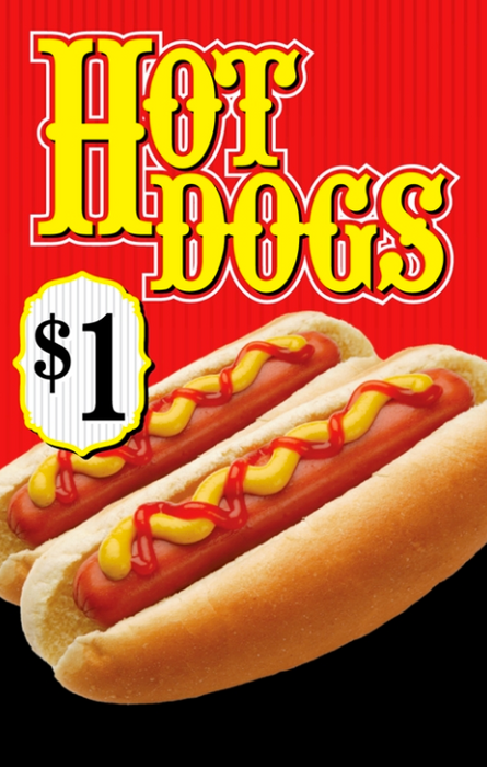 Hot Dogs Stand Stanchion Signs with Custom Price-22" W x 28" H