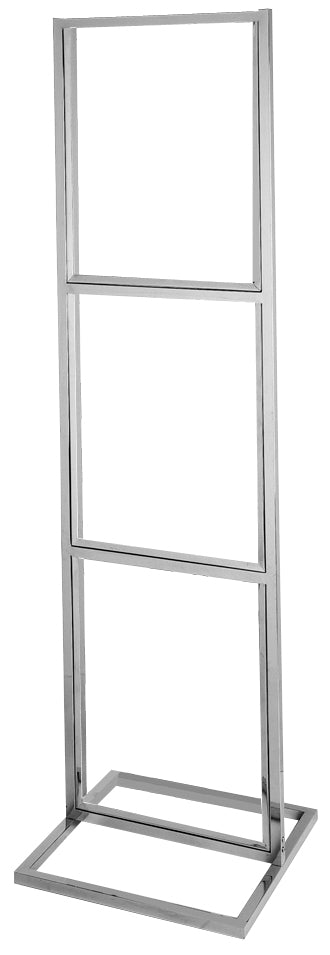 Floor Stand-Stanchion Sign Holder-Triple Tier-Chrome-90"Tall