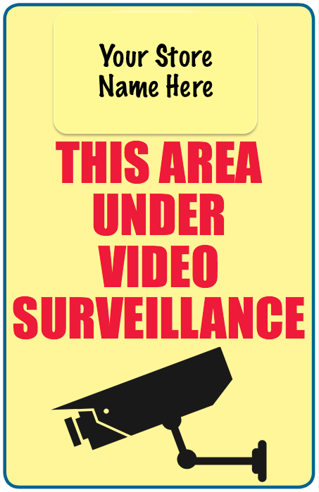 Video Surveillance Standard Poster- Floor Stand Stanchion Signs- 22 W x 28 H