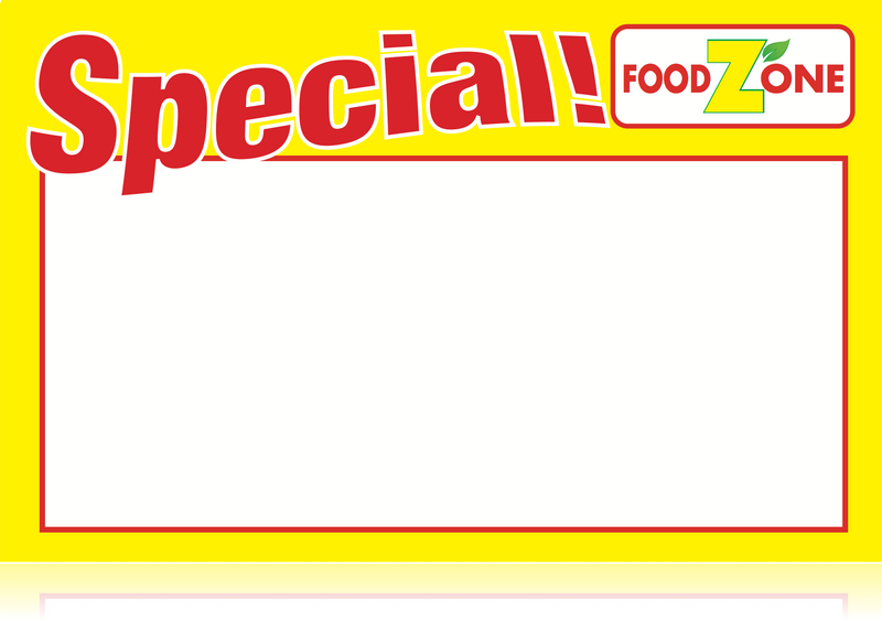Food Zone Supermarket Special Shelf Signs-Price Cards -11" W x 7" H -100 signs