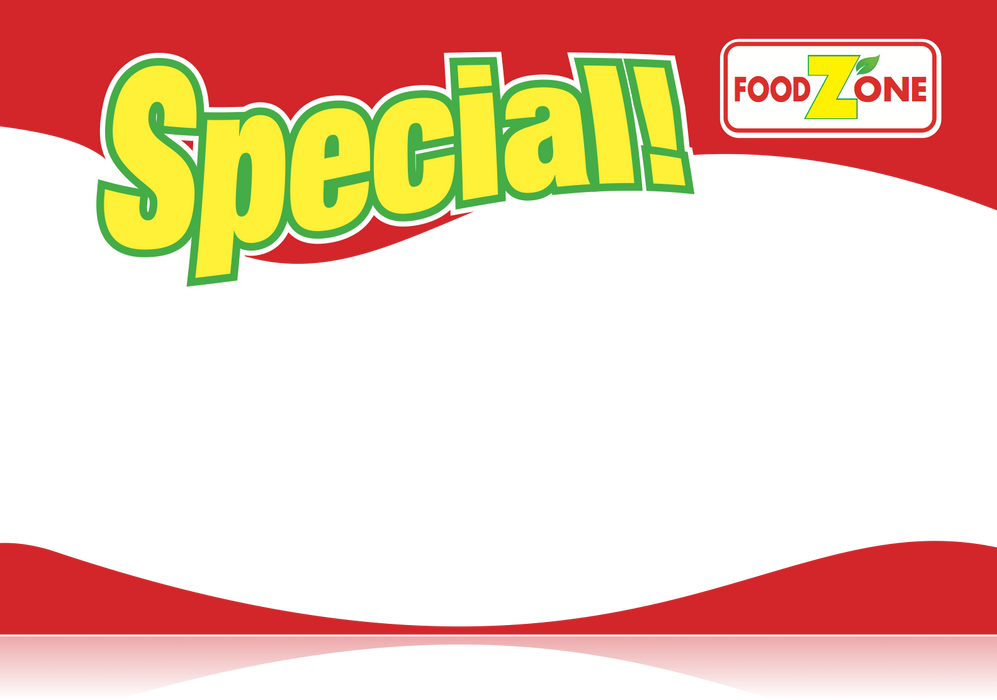 Food Zone Supermarket Special Shelf Signs-Price Cards -11" W x 7" H -100 signs