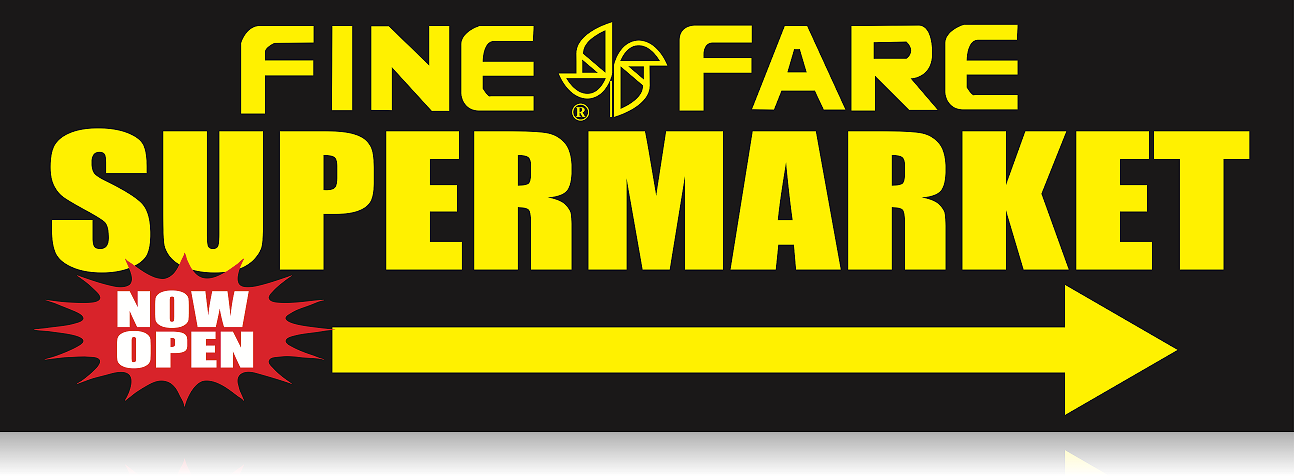 Fine Fare Supermarket Now Open Arrow Vinyl Banner