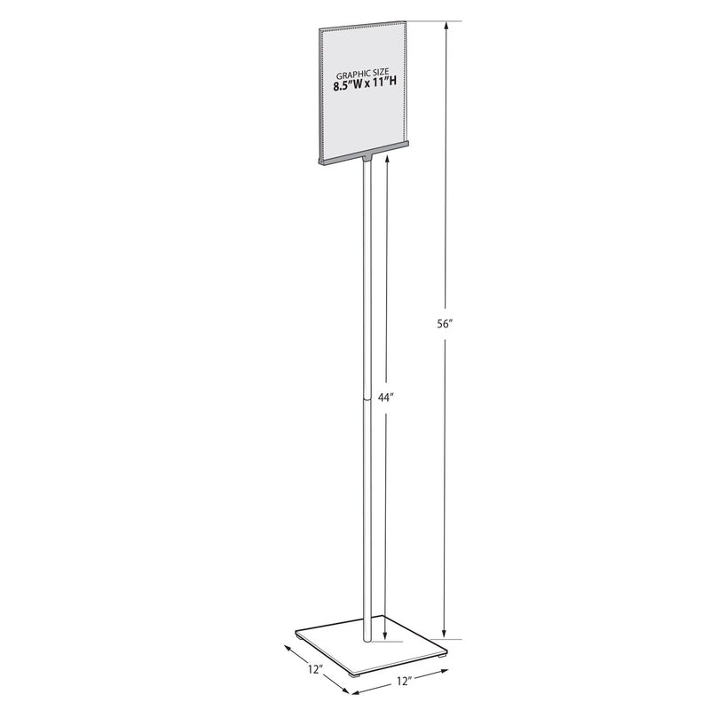 Floor Stand 8.5"W x 11" H Sign Holder-56.5" Overall Height
