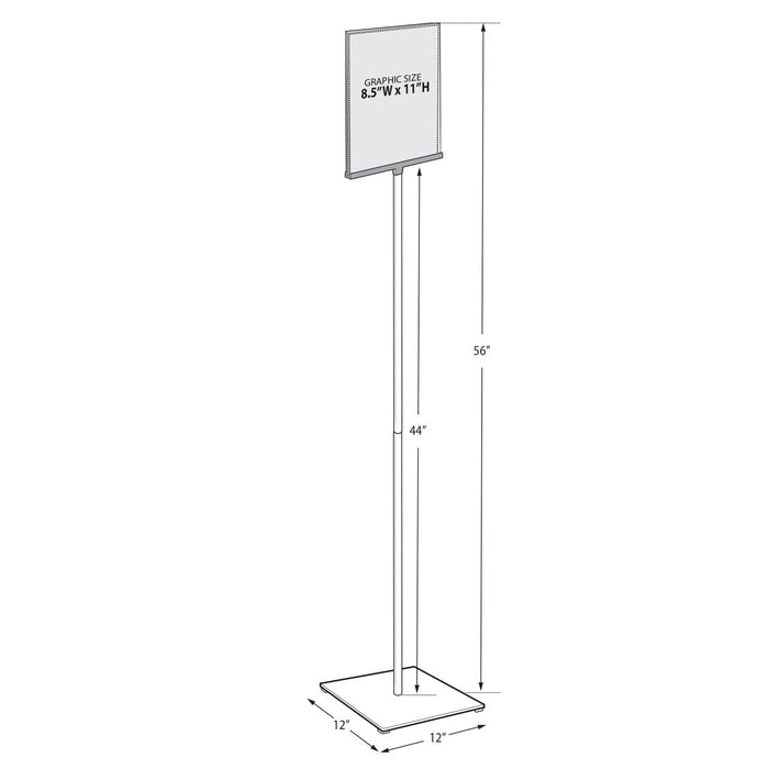 Floor Stand 8.5"W x 11" H Sign Holder-56.5" Overall Height