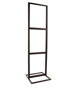 Floor Stand-Stanchion Sign Holder-Black Triple Tier-90"Tall