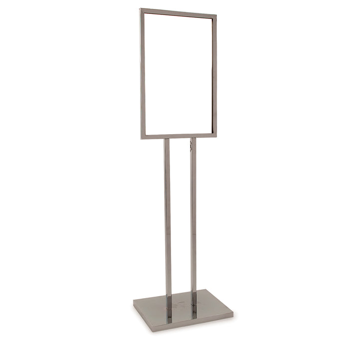 Floor Stand Stanchion Sign Holder-Heavy Duty Base- Chrome-14"W x 22"H